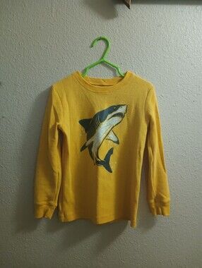 Jumping Beans Boys Yellow Shark Waffle Knit Long Sleeve Shirt